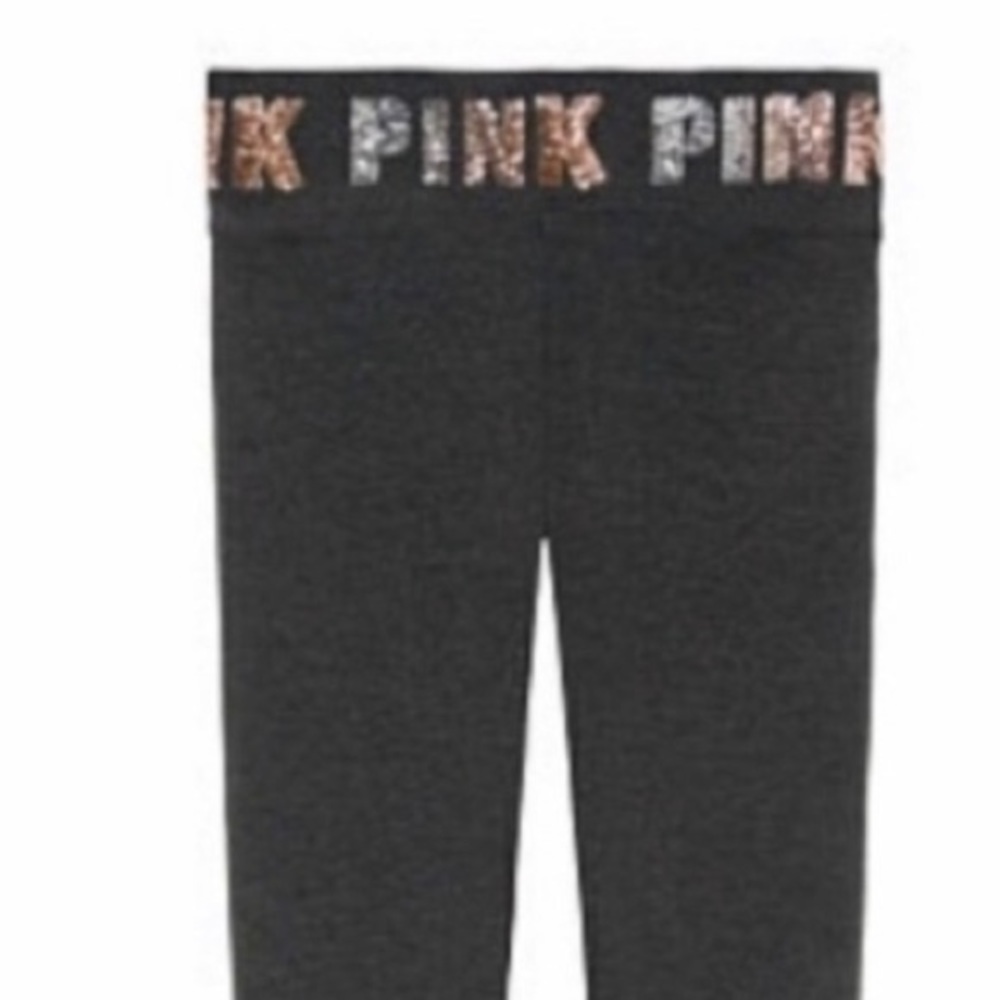Bling pink black leggings large super cute